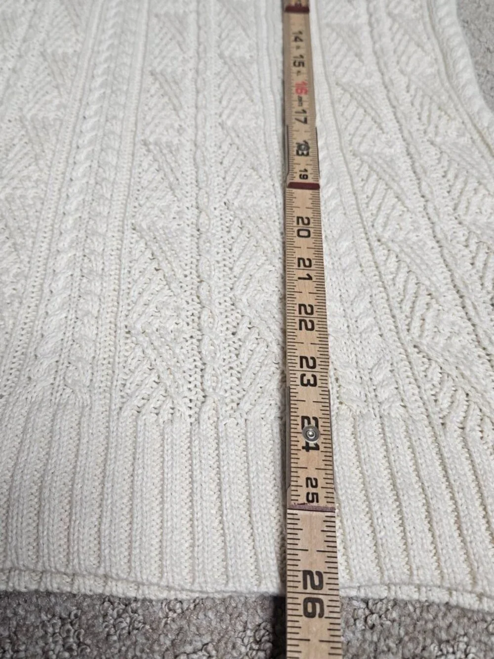 Lauren Ralph Lauren Women's XL Cable Knit Sweater Cream Linen/Cotton Roll Neck
